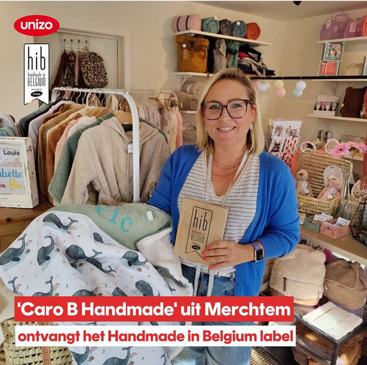 Handmade in Belgium label - handgemaakte babydekentjes - geborduurd met naam - uniek