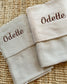 Embroidered &amp; knitted crib blanket with name - Jollein - Beige