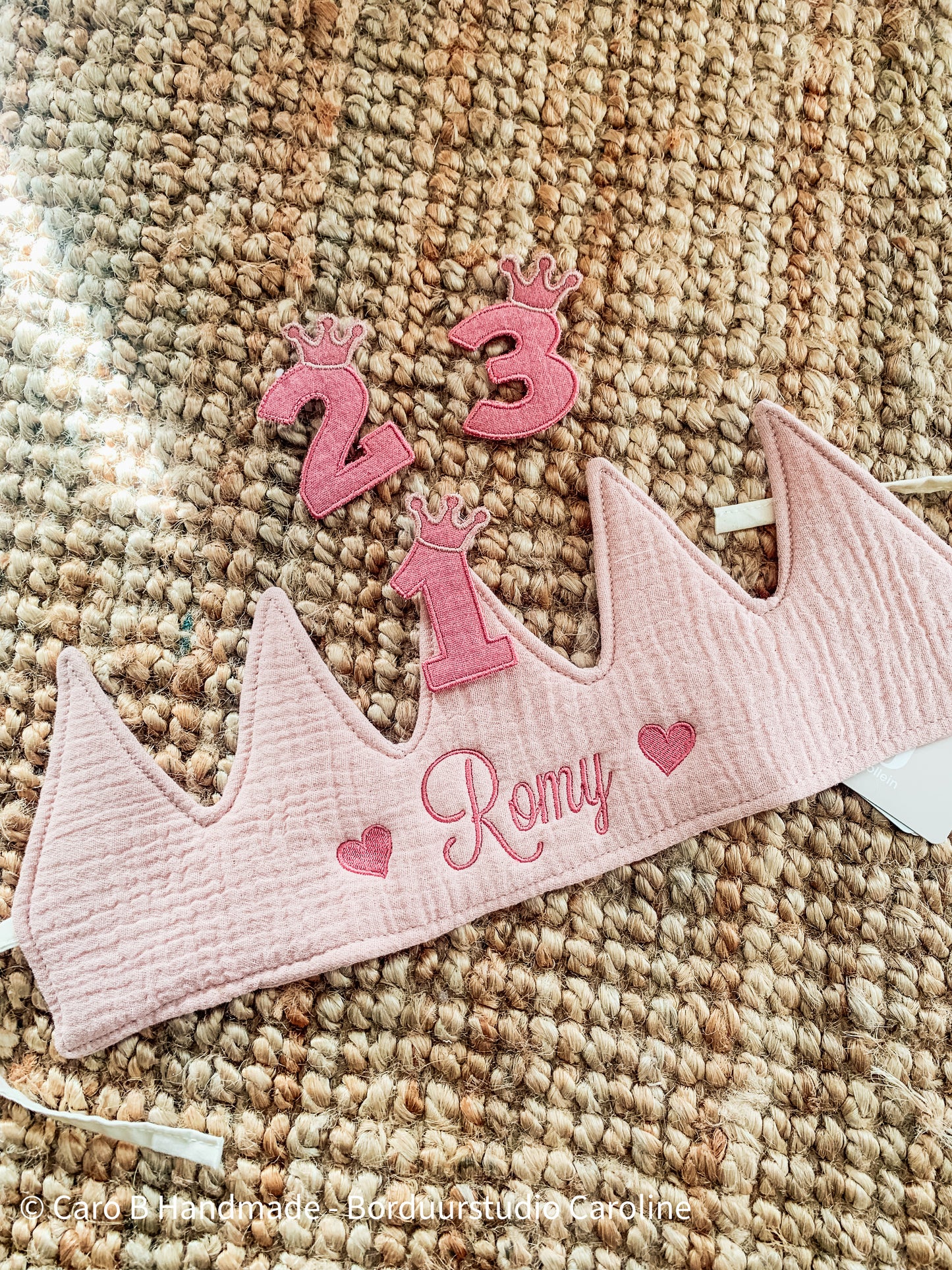 Birthday Crown - Reusable - Jollein - Embroidered with Name - Rose