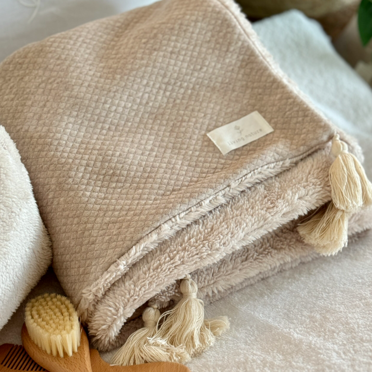 Couverture bébé en molleton et molleton - Brodée avec prénom