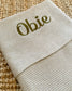 Embroidered &amp; knitted crib blanket with name - Jollein - Beige