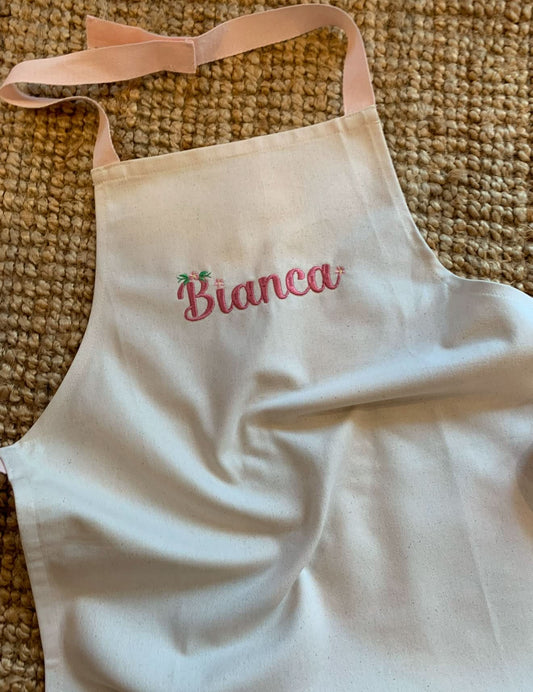 Children's Apron - Kitchen Apron Embroidered with Name - Cotton