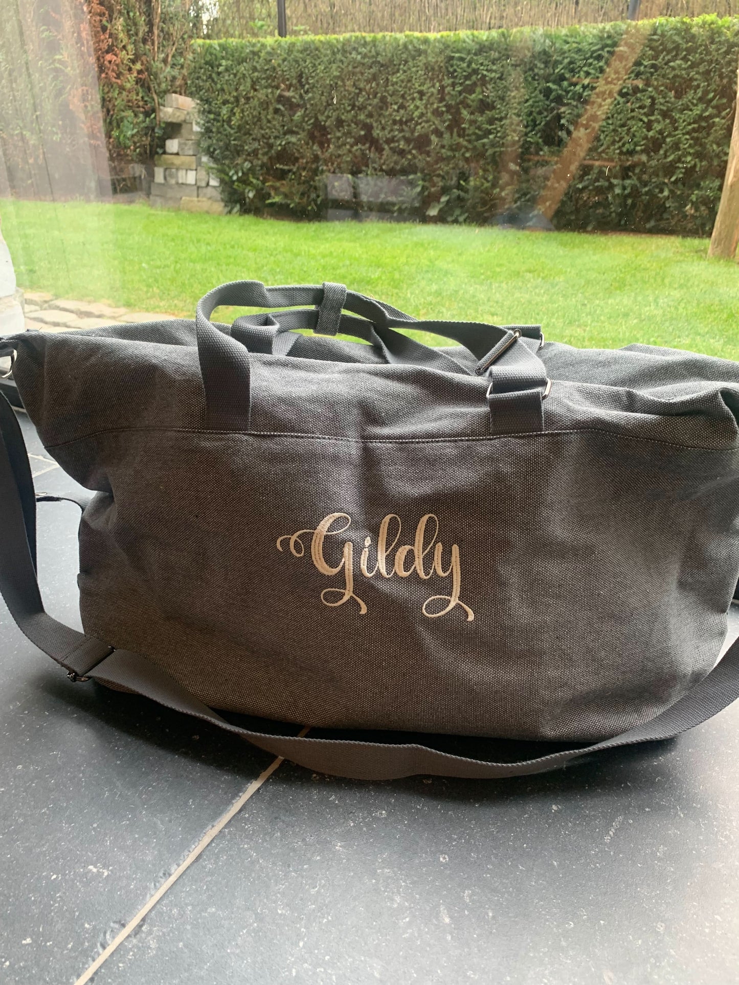 Weekendtas Kabas - Mom bag - Mama & kind - Gepersonaliseerd met naam - Grijs