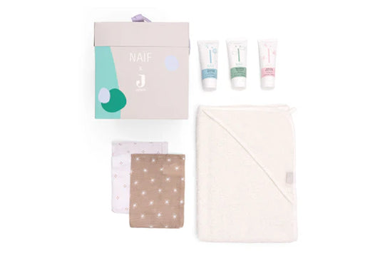 Jollein Giftset Geborduurd met naam - Naïf - Badcape - Fun in the Tub