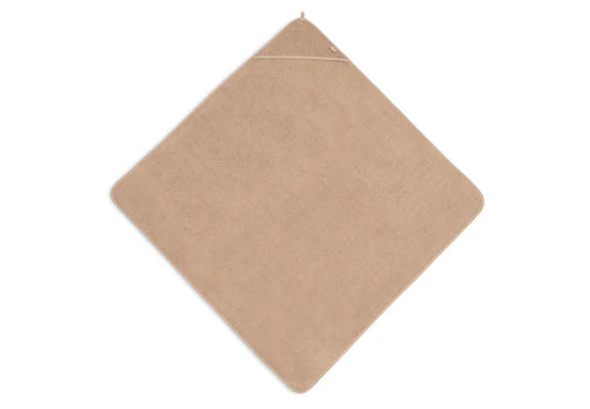 Jollein Badcape 100% badstof katoen  Geborduurd met naam - 75x75cm - Biscuit